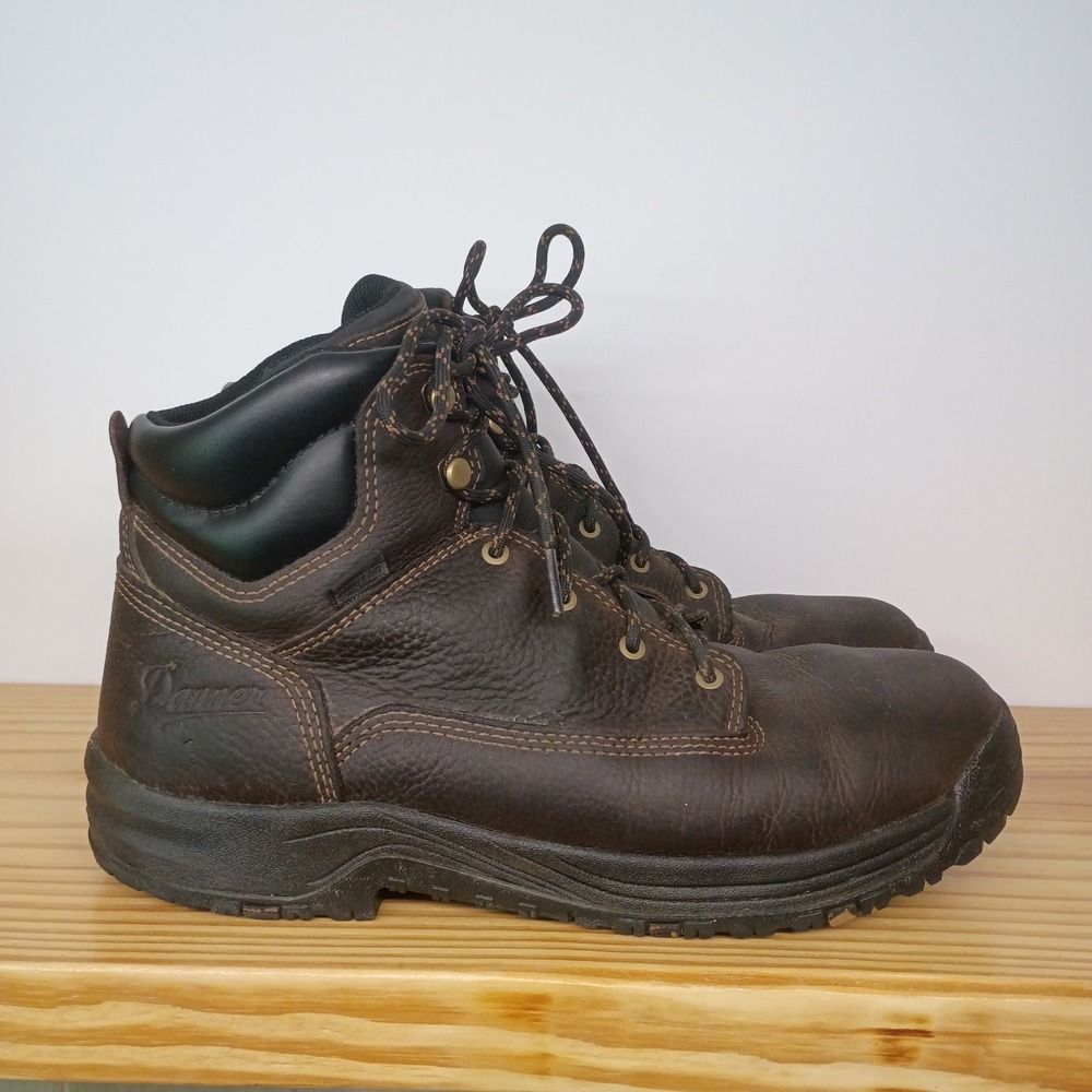Danner Caliper Men's 6" Leather Soft Toe Work Boots Brown Waterpoof 10 EE Wide